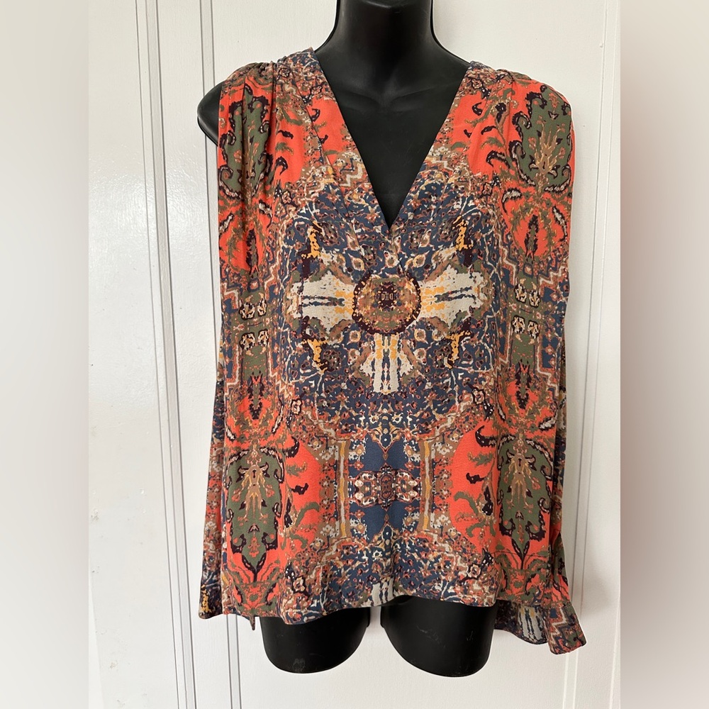 Free People Darcy Bohemian Print V-Neck Sleeveless Top